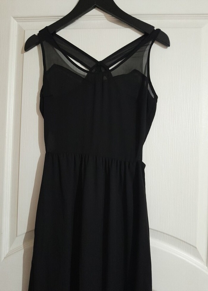 Abiye elbise tül siyah sade ve şık  - Görsel 4