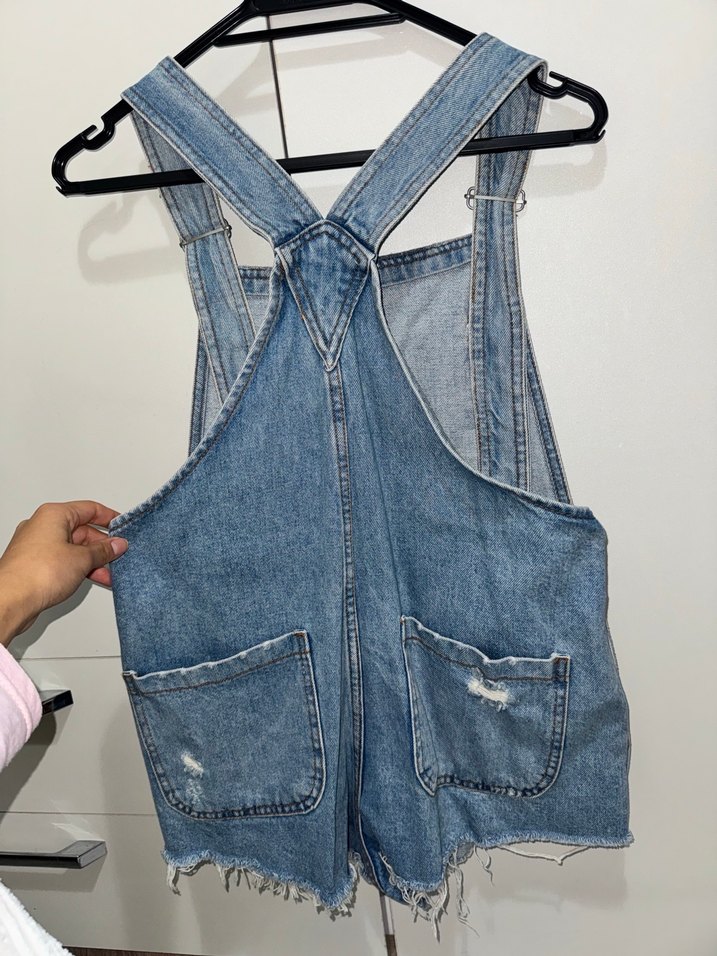 Mavi Denim Askılı Kadın Şort Tulum - Görsel 2