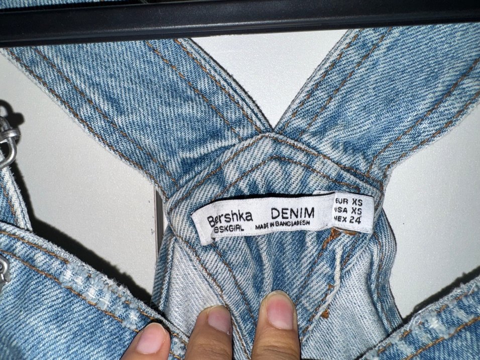 Mavi Denim Askılı Kadın Şort Tulum - Görsel 3