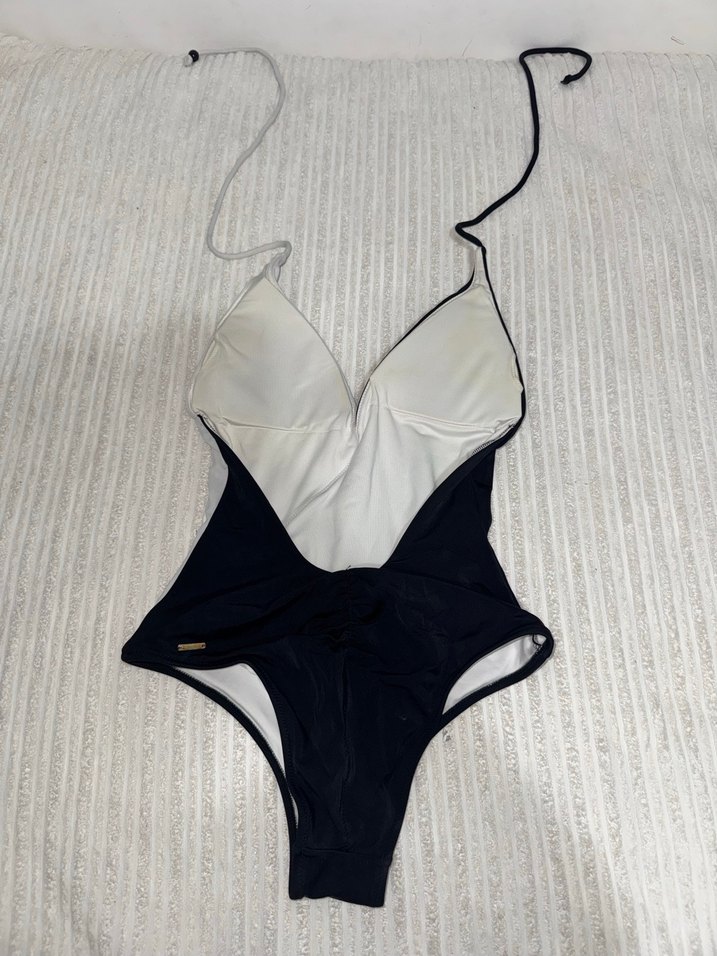 Siyah Beyaz İki Renkli Strappy Mayo - Görsel 3