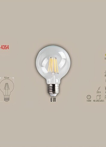 Cata 6 Watt G-95 Led Rustik Ampul (CT-4354)