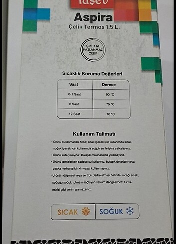  Beden kırmızı Renk 1.5 lt termos