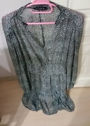 Gri şifon elbise diz alti - Görsel 4