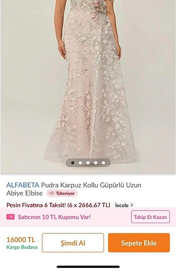 Alfabeta AlfaBeta Pudra Güpürlü Uzun Abiye Elbise