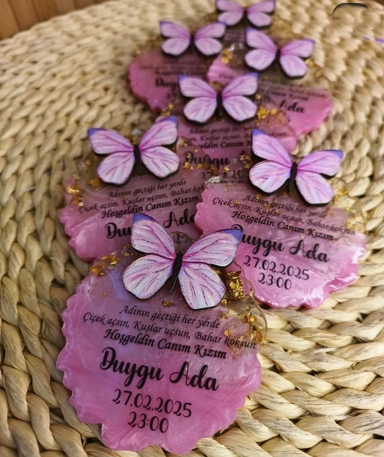 Mor Parlak Kelebek Broş - Bohem Tarzı - Görsel 3