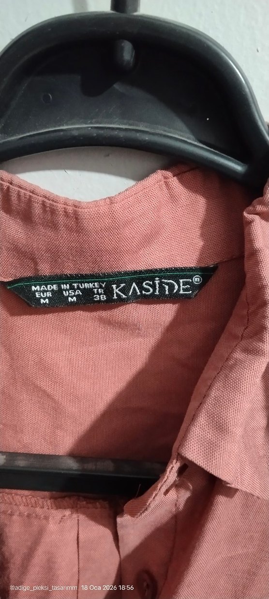 Pembe Uzun Kollu Keten Gömlek - Görsel 2