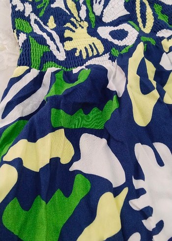 Renkli Desenli Uzun Askılı jileElbise - Görsel 2