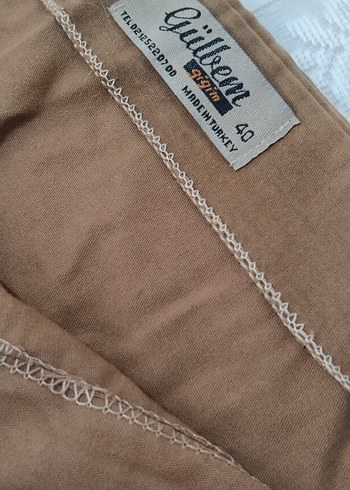 taba rengi keten kumaş cep detaylı 40 beden - Görsel 3