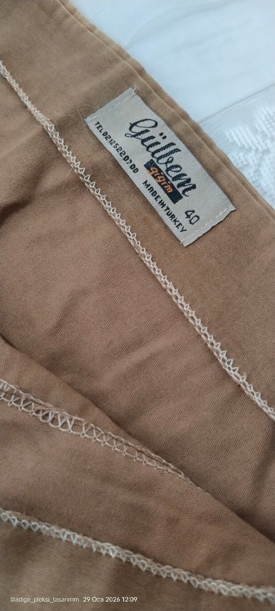 taba rengi keten kumaş cep detaylı 40 beden - Görsel 3