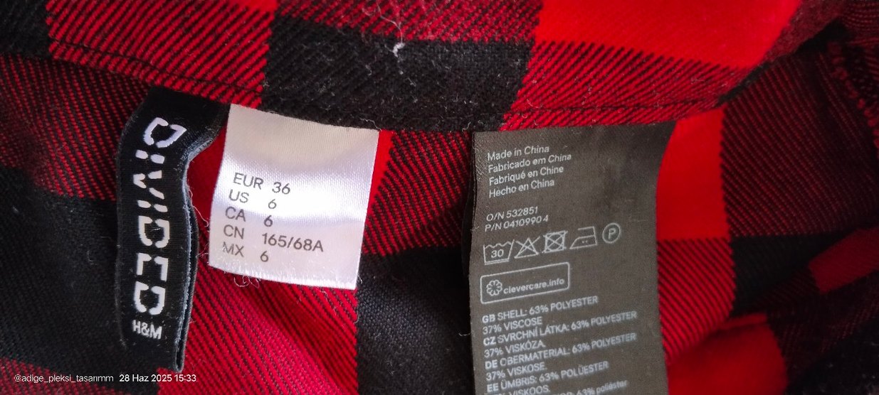 Kırmızı Kareli Fermuarlı Mini Etek - Görsel 4