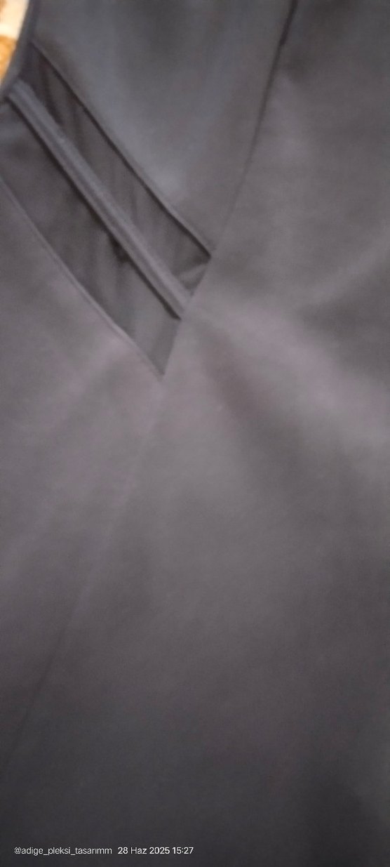 Lacivert Midi V Yakalı Drapeli Kadın Elbise - Görsel 3