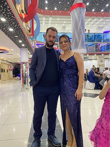 Lacivert payetli abiye