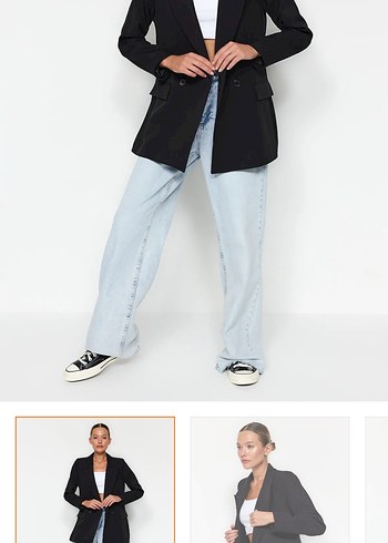 Trendyol & Milla Siyah Düğmeli Kadın Blazer Ceket