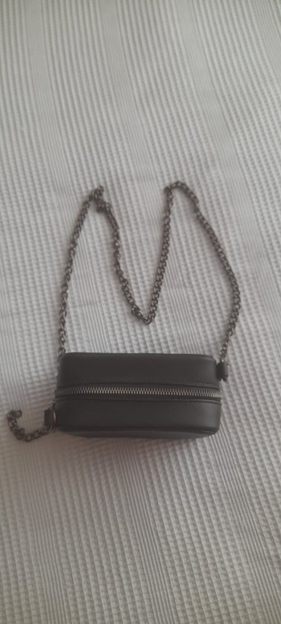 Zincir Detaylı Siyah Deri Kadın Çanta - Görsel 2