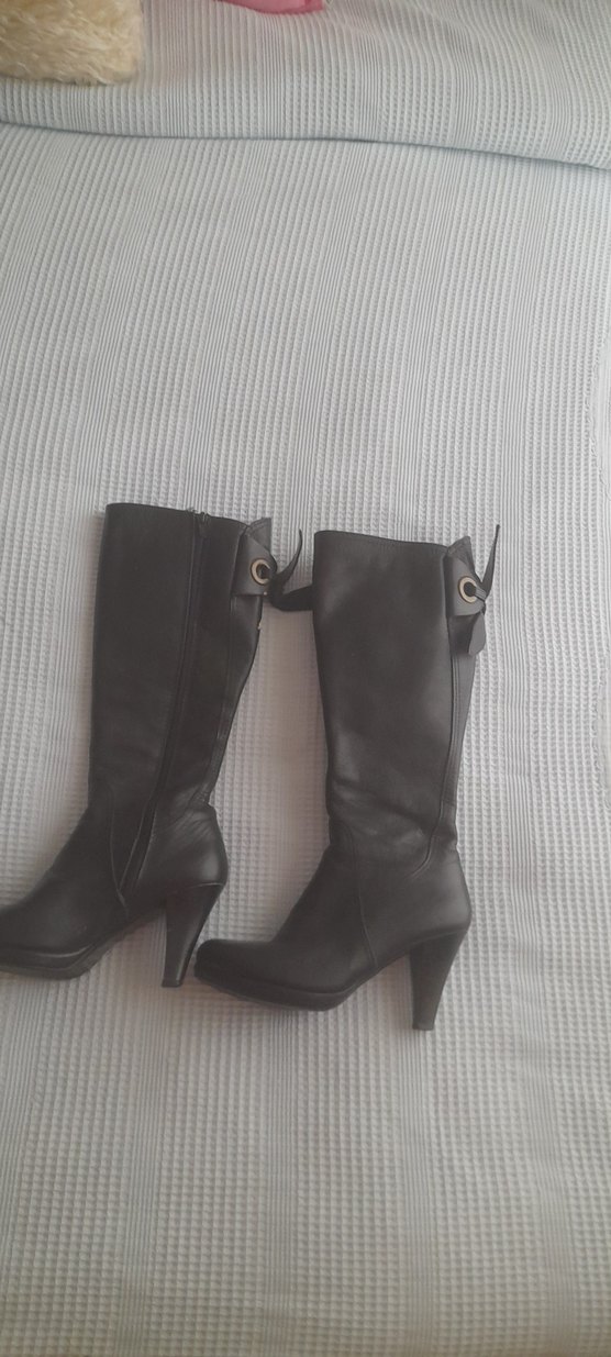 Siyah Deri Kadın Çizme orjinall ZARA - Görsel 3