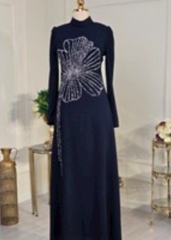 Siyah Payetli Uzun Kollu Uzun Elbise - Görsel 3