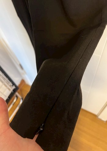 Siyah Piliseli Kadın Keten Pantolon - Görsel 3