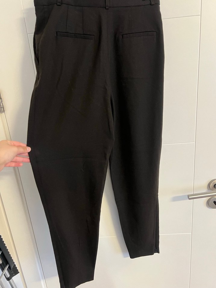 Siyah Piliseli Kadın Keten Pantolon - Görsel 2