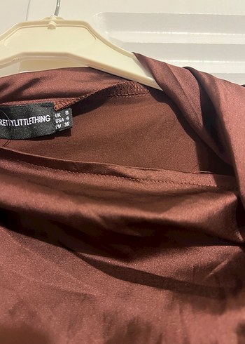 Kahverengi Drapeli Uzun Kadın Elbise - Görsel 4