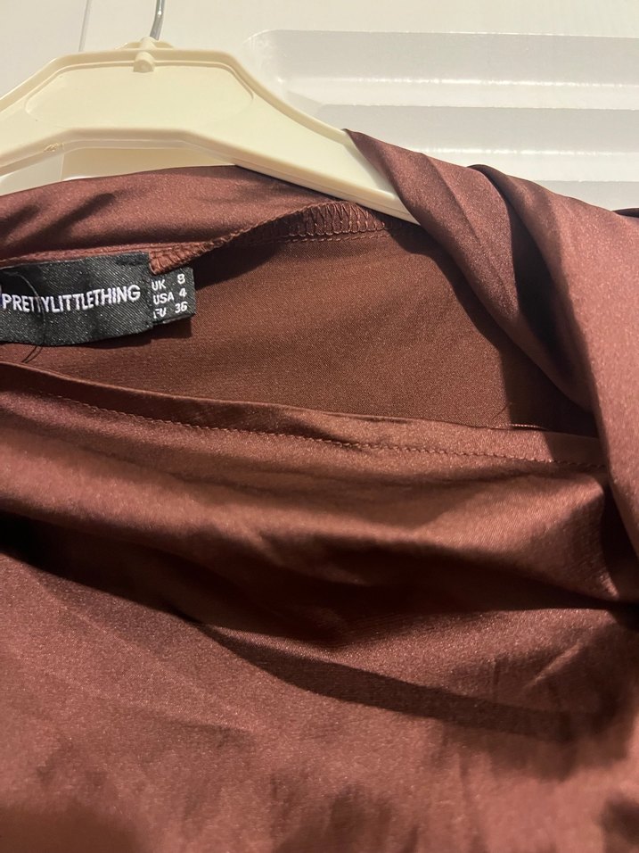 Kahverengi Drapeli Uzun Kadın Elbise - Görsel 4