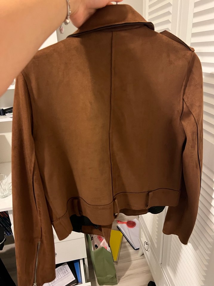 Kahverengi Süet Kadın Ceket - Görsel 3