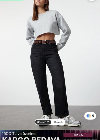 Yüksek bel straight jeans - Görsel 2