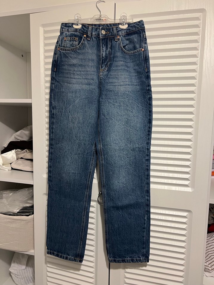 Yüksek bel straight jeans - Görsel 3