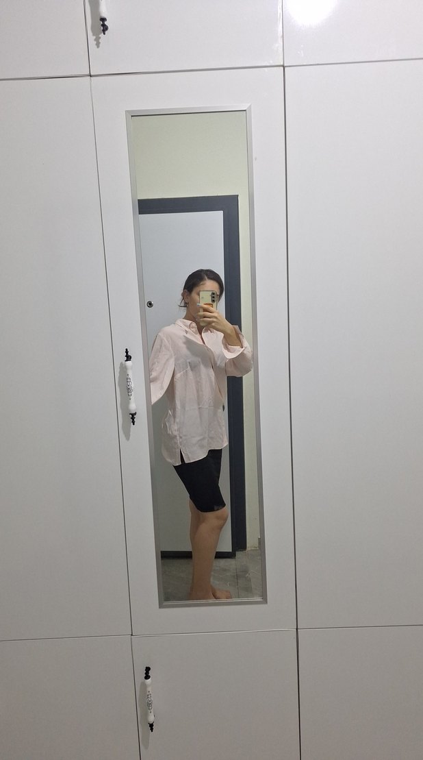 Şeffaf Bej Uzun Kollu Ofis Gömleği - Görsel 2