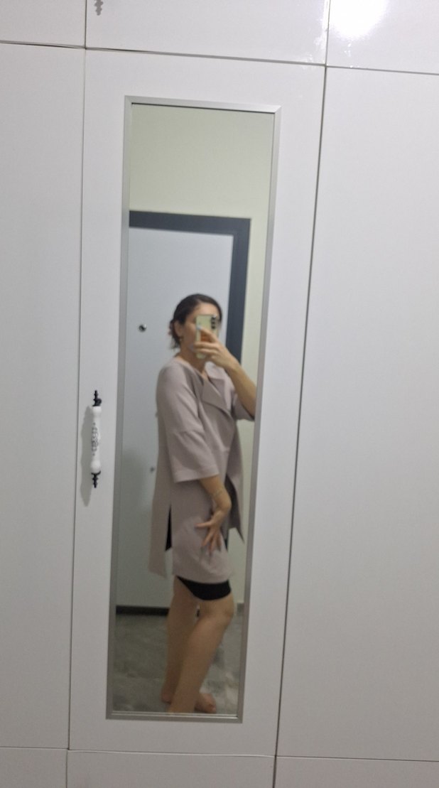 Bej Şeffaf Uzun Kollu Midi Ceket - Görsel 2