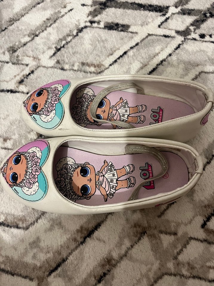 Kız Çocuk Beyaz Baskılı Bantlı Babet - Görsel 2