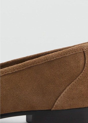 38 Beden camel Renk Bej Süet Tokalı Kadın Loafer