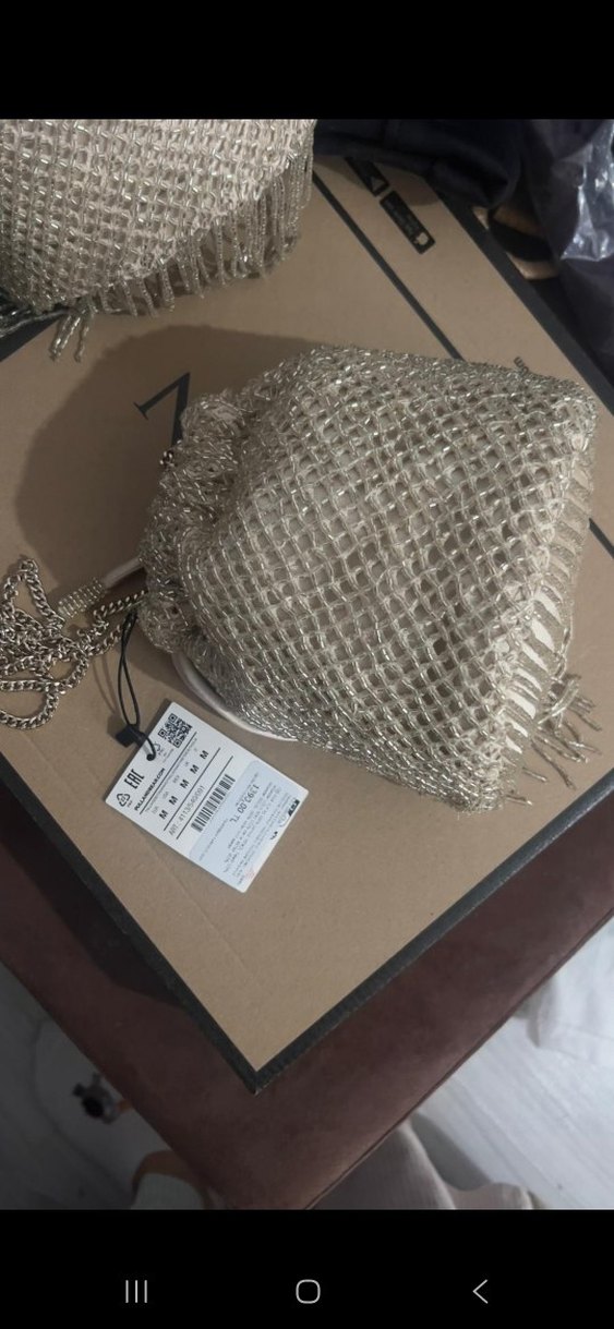 Bej Örgü Kadın Portföy Çanta - Görsel 3