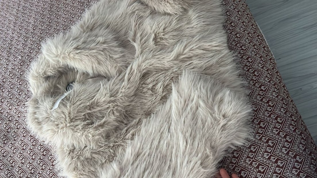 Gri Bohem Midi Kadın Peluş Ceket - Görsel 2