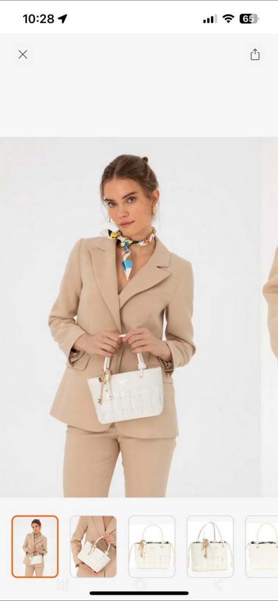 Beyaz Deri Beyaz Zincir Detaylı Kadın Çanta - Görsel 2