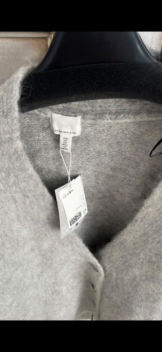 Gri V Yakalı Örgü Yün Kadın Kazak - Görsel 2