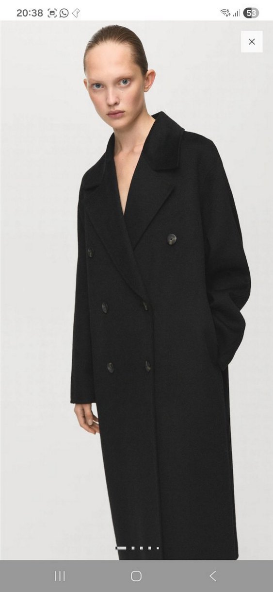 Siyah Çift Düğmeli Kaban - Görsel 4