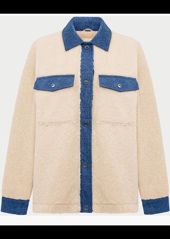 Düğmeli Bej Kadın Denim Ceket - Görsel 2