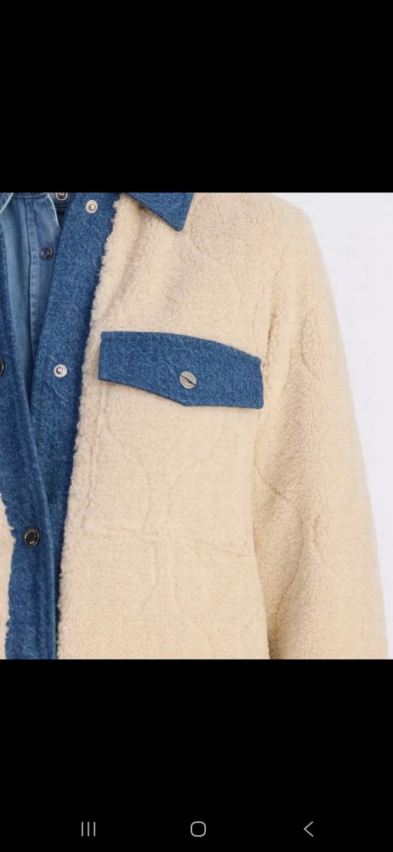 Düğmeli Bej Kadın Denim Ceket - Görsel 4