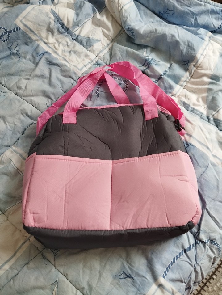 Pembe ve gri bebek çantası - Görsel 2