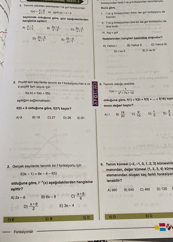  Apotemi Fonksiyonlar Soru Bankası - Mufredat Uygun