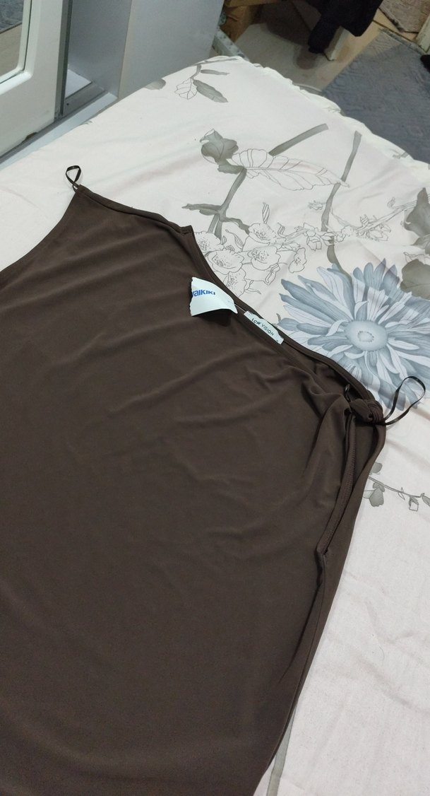 Kahverengi Drapeli Straplez Hamile Üstü - Görsel 2