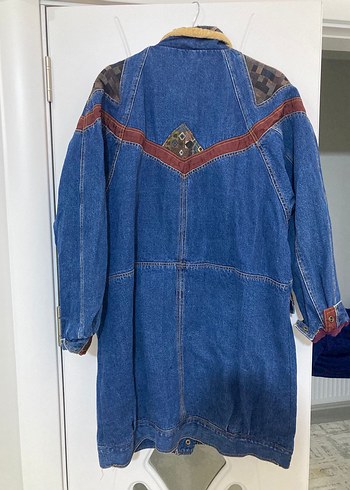 Uzun Kesim Desenli Bohem Kadın Kot Ceket - Görsel 4