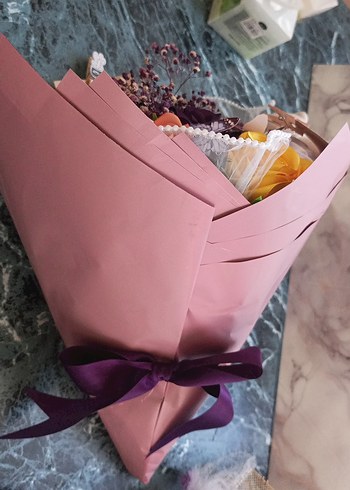 Çok Renkli Gotik Çiçek Buketi ve Ayıcık - Görsel 5