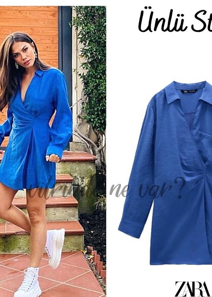 zara mavi elbise - Görsel 3