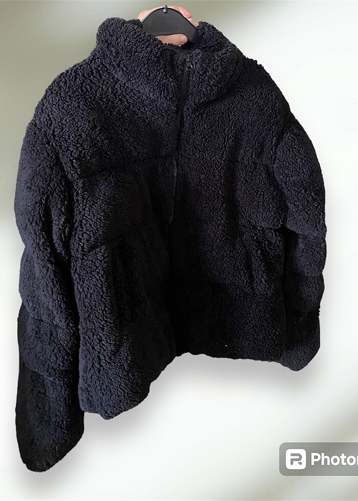 Siyah peluş ceket - Görsel 2