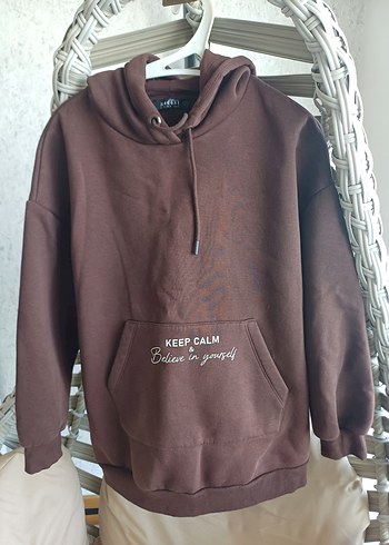 Defacto Kadın Kahverengi Kapüşonlu Salaş Sweatshirt