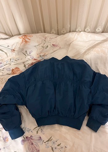 Bershka Kadın mavi Fermuarlı Basic Ceket