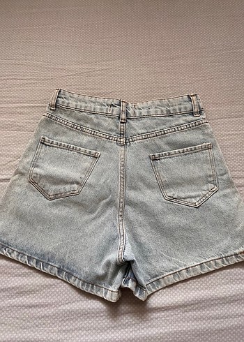 36 Beden Gri Desenli Kadın Denim şort