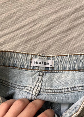 Gri Desenli Kadın Denim şort