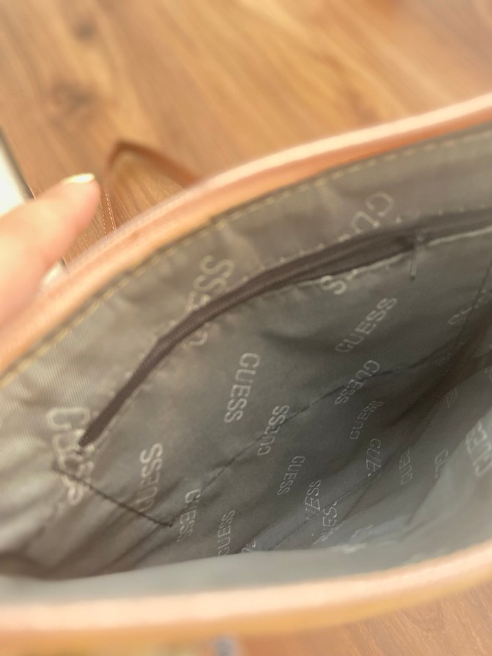 Bej Deri Kadın Çanta Fermuarlı - Görsel 4